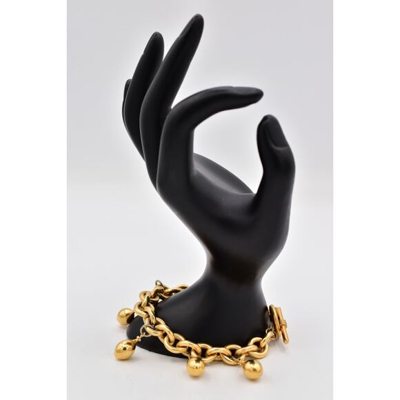 Anne Klein Vintage Charm Bracelet Gold Toggle Teardrop Dangles AK Signed BinO - Picture 5 of 12